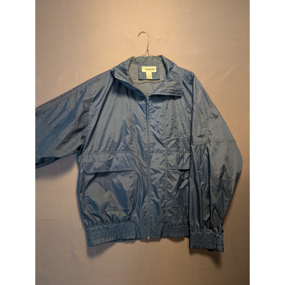 Haband Windbreaker Jacket Mens XL Blue Nylon Waterproof Outdoor Winter Mock Neck